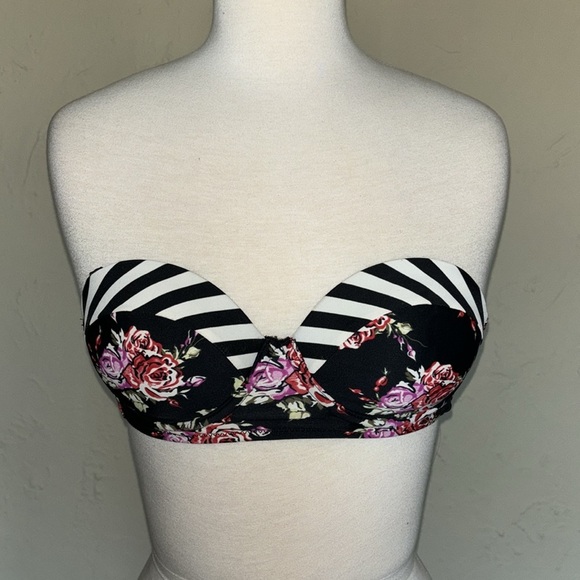 FOREVER 21 floral adjustable strap bathing suit swim top women’s size small - Picture 9 of 10
